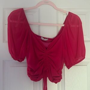 Hot pink sinched crop top